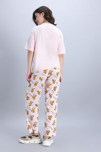 Zivame Garfield Knit Cotton Pyjama Set - Pink Dogwood — thumbnail 5
